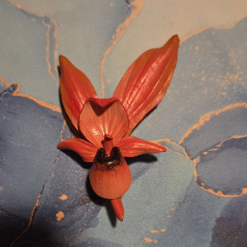 Pink Leather Orchid Brooch